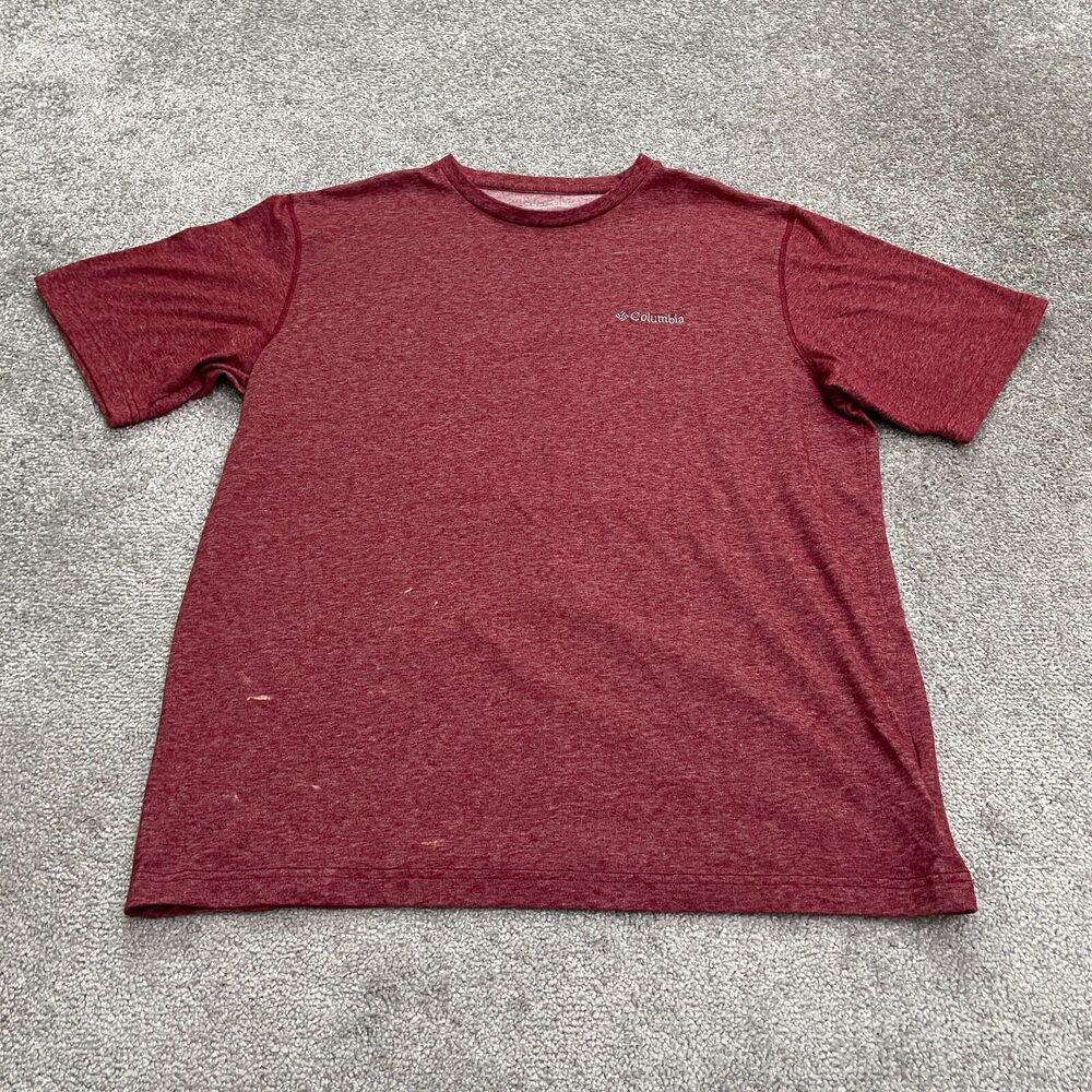 Columbia Omni Wick T-Shirt Mens Large Heather Red Crew Neck Short Sleeve Casual